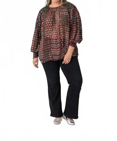 -bl^nk- Ilyena Top - Plus Size In Geo Print In Brown