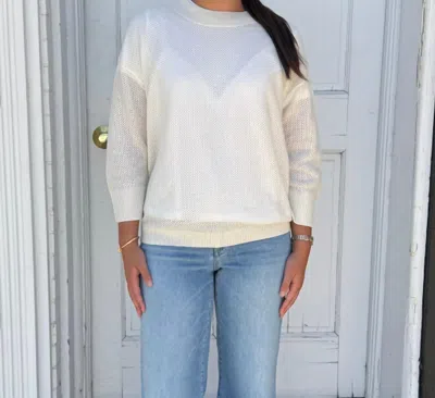 0039 Italy Amanda Open Knit Sweater In Ivory In Multi