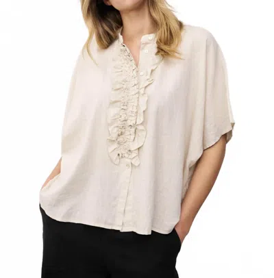 0039 Italy Daisy Ruffle Front Dolman Sleeve Blouse In Sand In Neutral