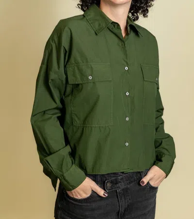 0039 Italy Greta Button Down Top In Fern Green
