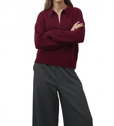 0039 Italy Iris La Pullover Sweater In Burgundy In Red