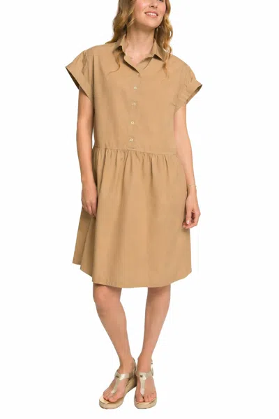 0039 Italy Leonie Cotton Dress In Khaki In Green