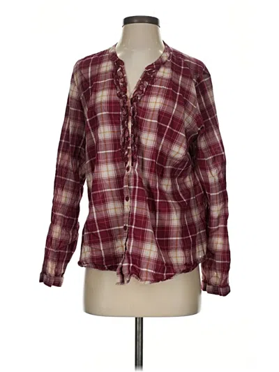 Pre-owned 0039 Italy Long Sleeve Button Down Shirt In Burgundy