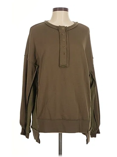 Pre-owned 0039 Italy Long Sleeve Top Green Crew Neck Tops
