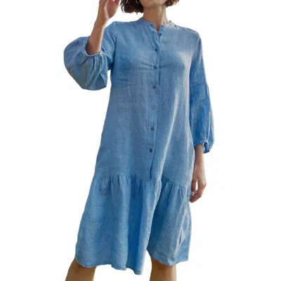 0039 Italy Mila Linen Dress In Light Blue