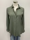 0039 Italy Olive Silk/viscose Blouse In Green