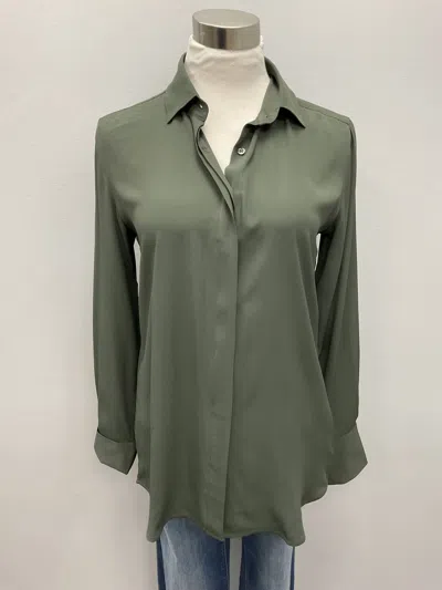0039 Italy Olive Silk/viscose Blouse In Green