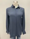 0039 Italy Silk/viscose Blouse In Navy In Blue