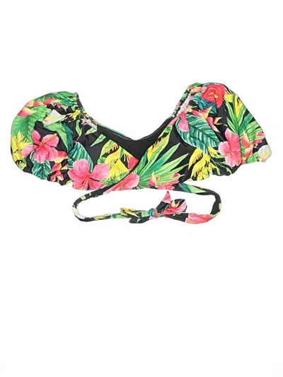Pre-owned 0039 Italy Swimsuit Top Green Tropical Pattern Swimwear