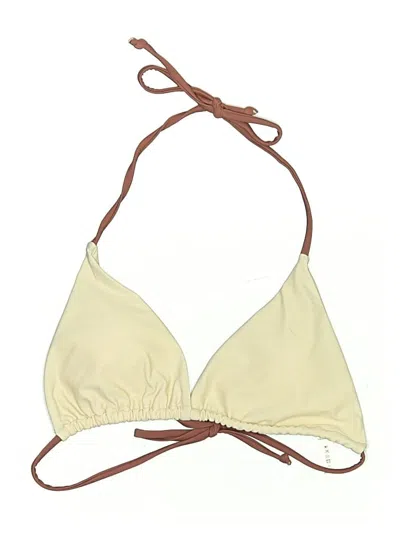 Pre-owned 0039 Italy Swimsuit Top Tan Solid Pattern Swimwear