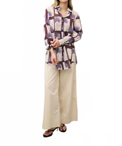 0039 Italy Taya Fan Print Cotton Blouse In Multi