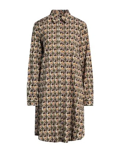 0039 Italy Woman Midi Dress Military Green Size M Cotton