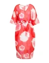 0039 Italy Woman Midi Dress Red Size Xl Cotton In Red