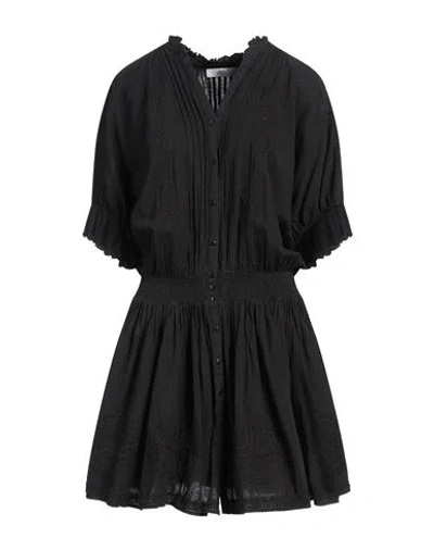 0039 Italy Woman Mini Dress Black Size M Linen