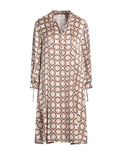 0039 Italy Woman Mini Dress Cream Size L Silk, Viscose In White