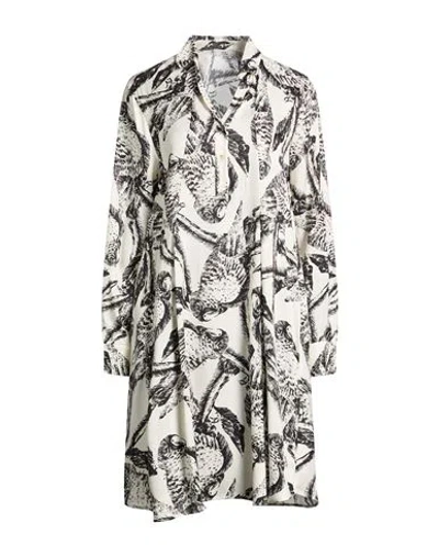 0039 Italy Woman Mini Dress Ivory Size L Viscose In Multi