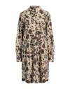 0039 Italy Woman Mini Dress Sand Size M Cotton In Beige