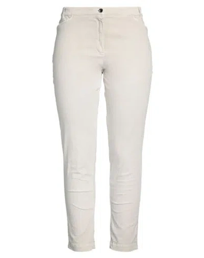 0039 Italy Woman Pants Light Grey Size Xl Cotton, Polyester, Elastane In White