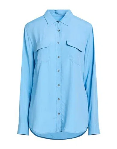 0039 Italy Woman Shirt Azure Size Xl Silk, Viscose In Blue