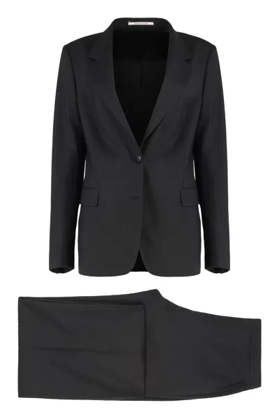 0205 Tagliatore Complete In Two Pieces In Mixed Wool In Black