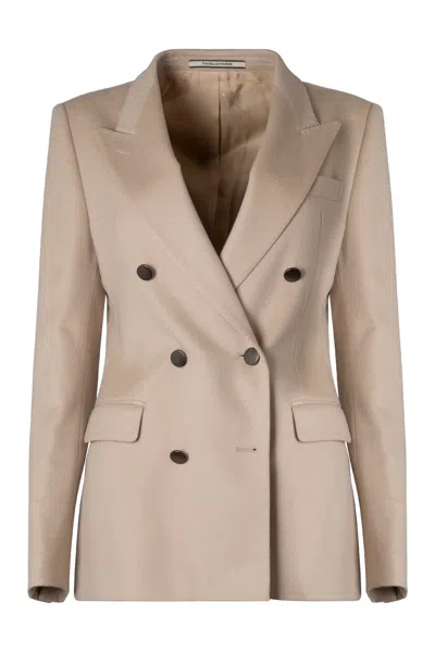 0205 Tagliatore Double-breasted Cashmere Blazer In Brown