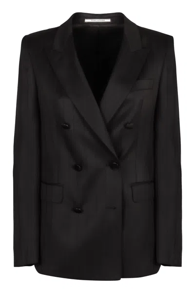 0205 Tagliatore Double-breasted Wool Blazer In Black