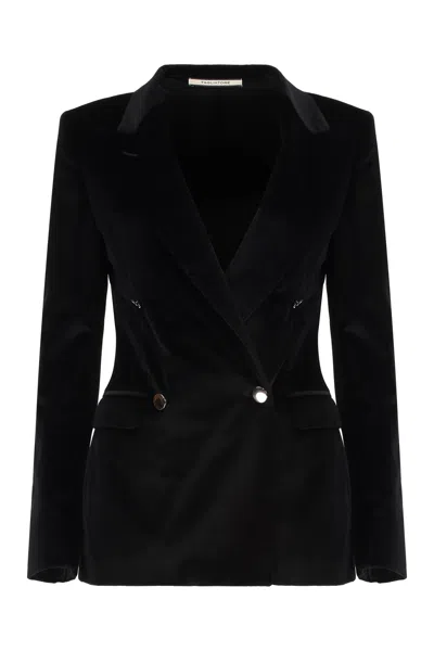 0205 Tagliatore Double-breasted Velvet Jacket In Black