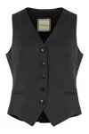 0205 Tagliatore Gilet In Wool Mix In Black