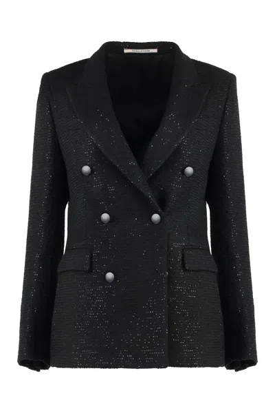 0205 Tagliatore Sequin Blazer In Black