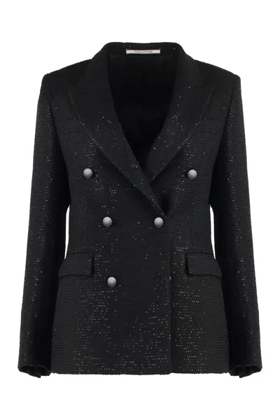 0205 Tagliatore Sequin Blazer In Black