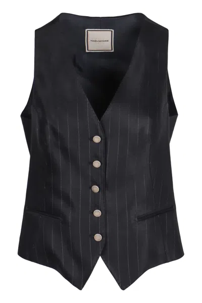 0205 Tagliatore Single-breasted Vest In Black