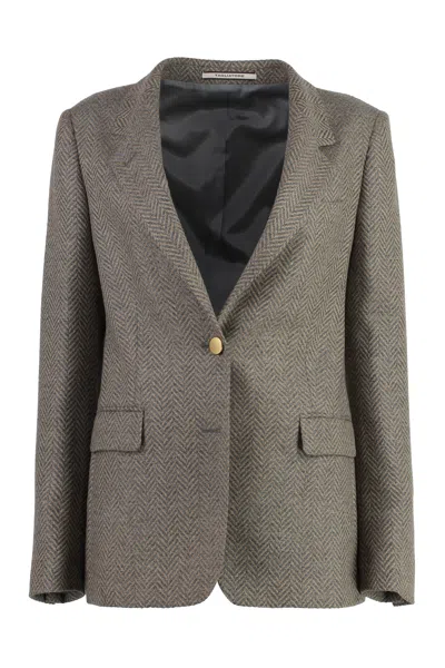 0205 Tagliatore Single-breasted Virgin Wool Jacket In Brown