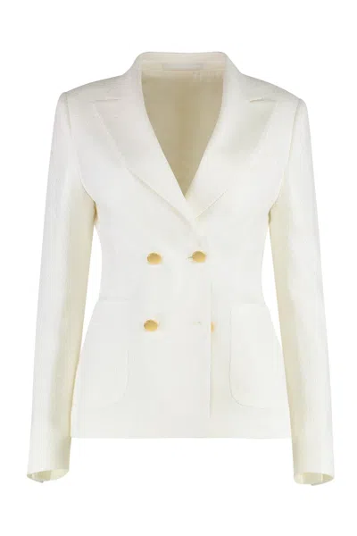 0205 Tagliatore Single-breasted Boucle Loop T-shirt Jacket For Women In White