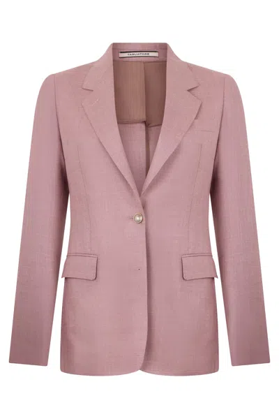 0205 Tagliatore Single-breasted Slim-fit Viscose Blend Blazer With Classic Collar And Pockets In Pink