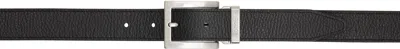 032c Black Classic Leather Belt In Black/ Silver