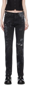 032c Black Double Shift Jeans In Dark Grey