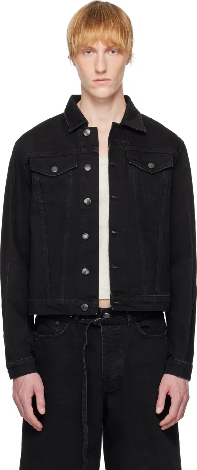 032c Black Down To Earth Boxy Denim Jacket In Washed Black