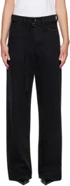 032c Black Down To Earth Wide Leg Jeans In Black