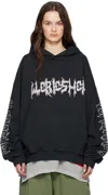 032c Black Faithless Oversized Hoodie In Faded Black