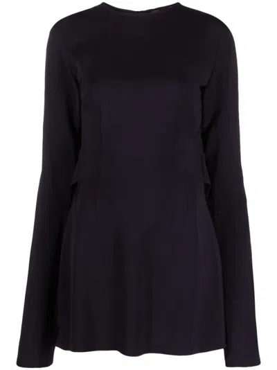 032C BLACK FLOUNCED MINI DRESS