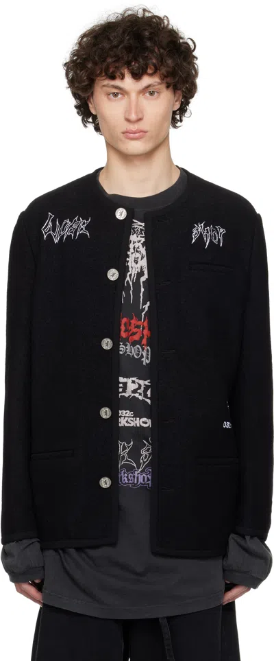 032C BLACK 'GHOST WRITER' WOOL JACKET
