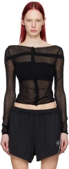 032c Black Jacquard Cardigan In Black