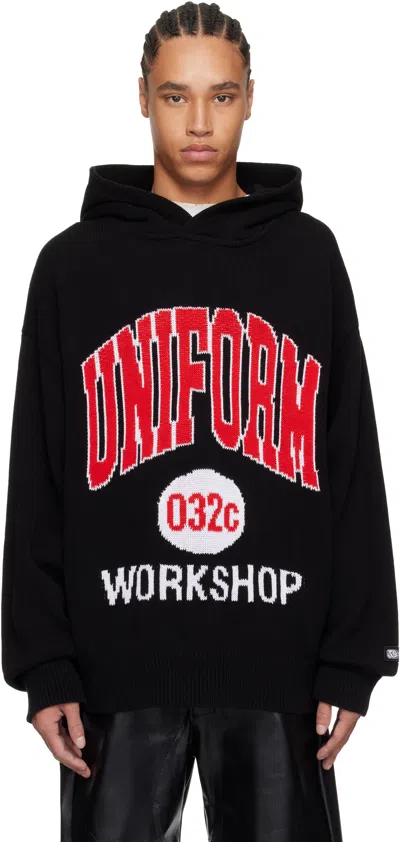 032c Black Lucky Strike Knit Hoodie