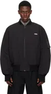 032c Logo-print Zip-up Bomber Jacket In Black