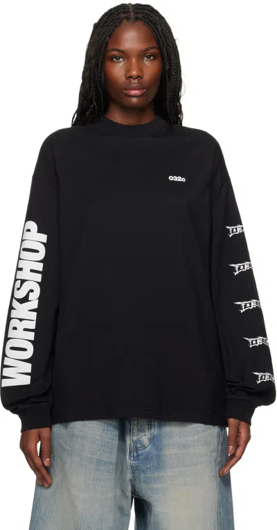 032c Black Nerve Shatter Boxy Longsleeve T-shirt In Faded Black