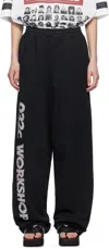 032c Black Outlaw Oversized Lounge Pants In Faded Black