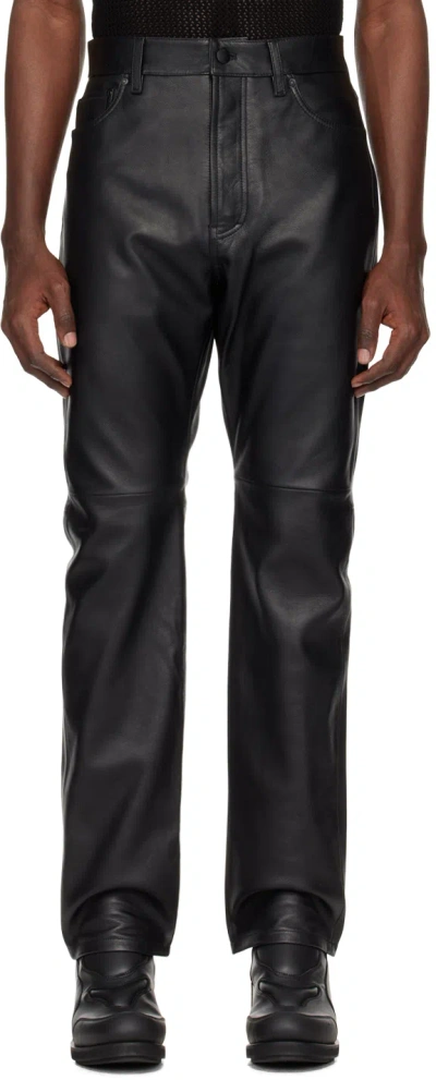 032c Black Patch Leather Trousers