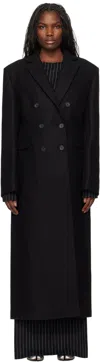 032c Black Portrait Wool Coat In Black