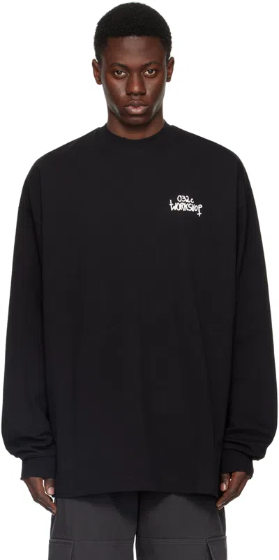 032c Black Print Long Sleeve T-shirt In Washed Black