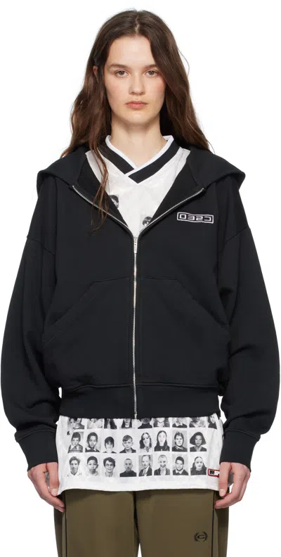 032c Black Routine Zip Hoodie In Faded Black